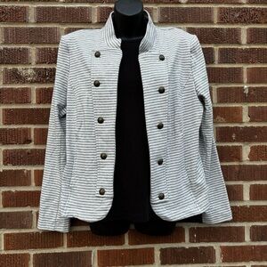 Tommy Hilfiger NWT Military Band Jacket Blazer Size XL Navy White Stripe Open